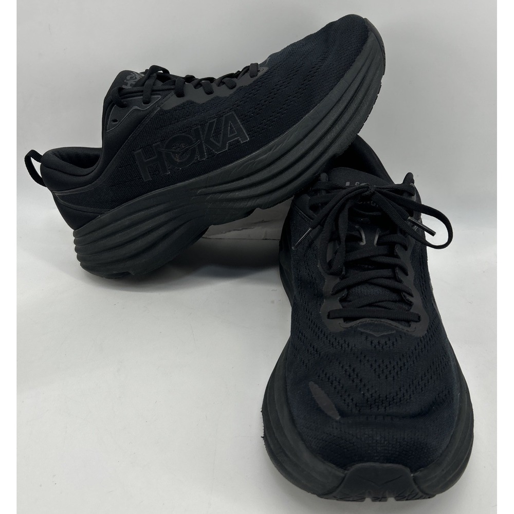 Hoka One One Bondi 8 Wide Running Sneakers Triple Black Men's Size 11 2E